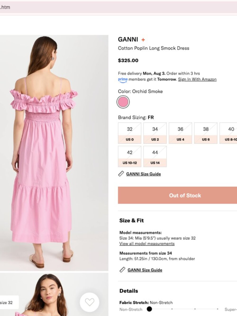 Ganni Pink Ruffle Off-Shoulder Dress - Picture 3 of 6